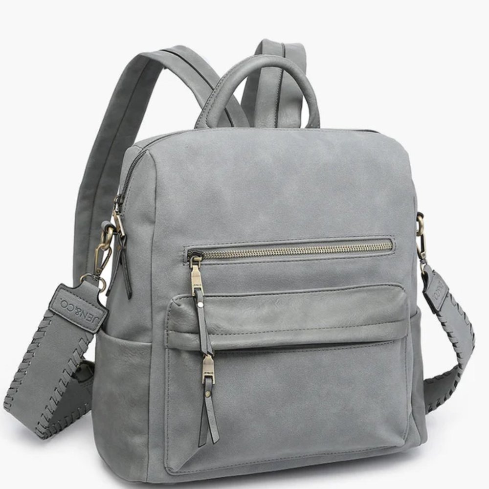 NWT Vegan Suede Backpack with Guitar Strap Gray
